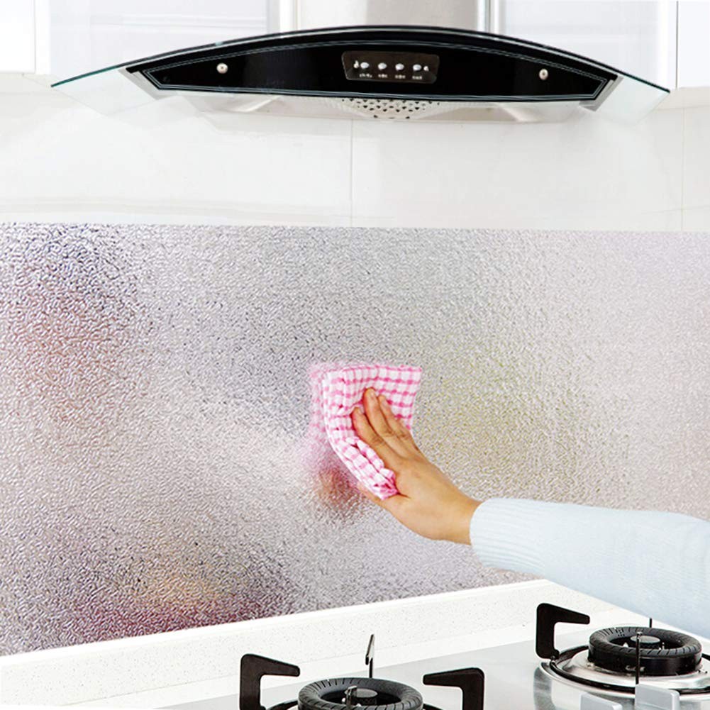 Silver Contact Paper Aluminum Foil Peel and Stick Waterproof Kitchen Wallpaper