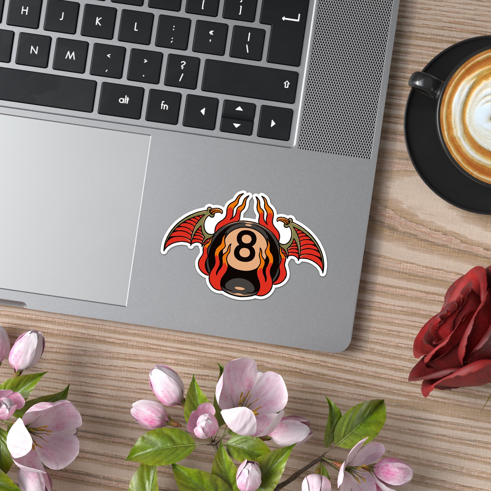 8 Ball Bat Wings Flaes – Vinyl Decal Sticker – Car Window Laptop – ebn9920