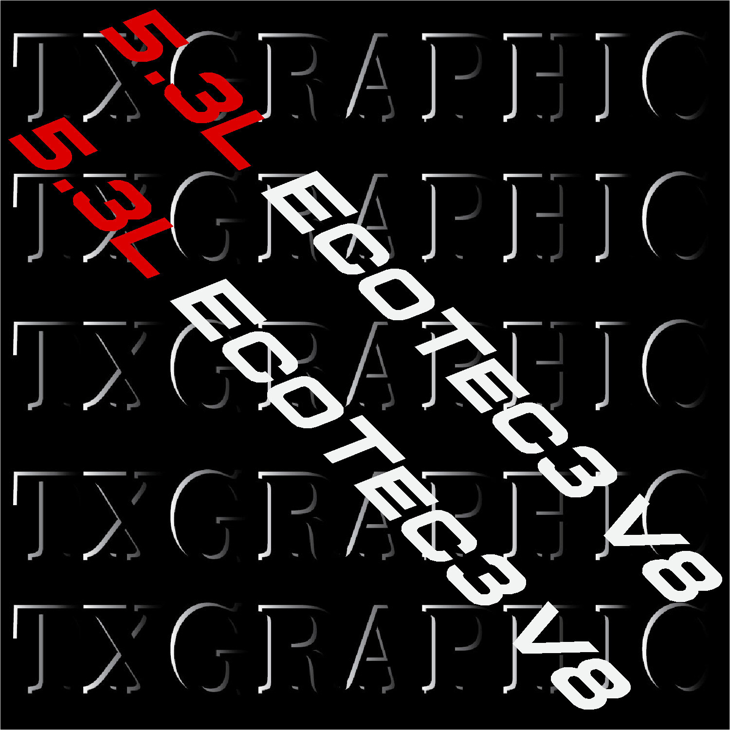 5.3L EcoTec3 V8 Decal GMC Chevrolet Engine Size Sticker (Pair)