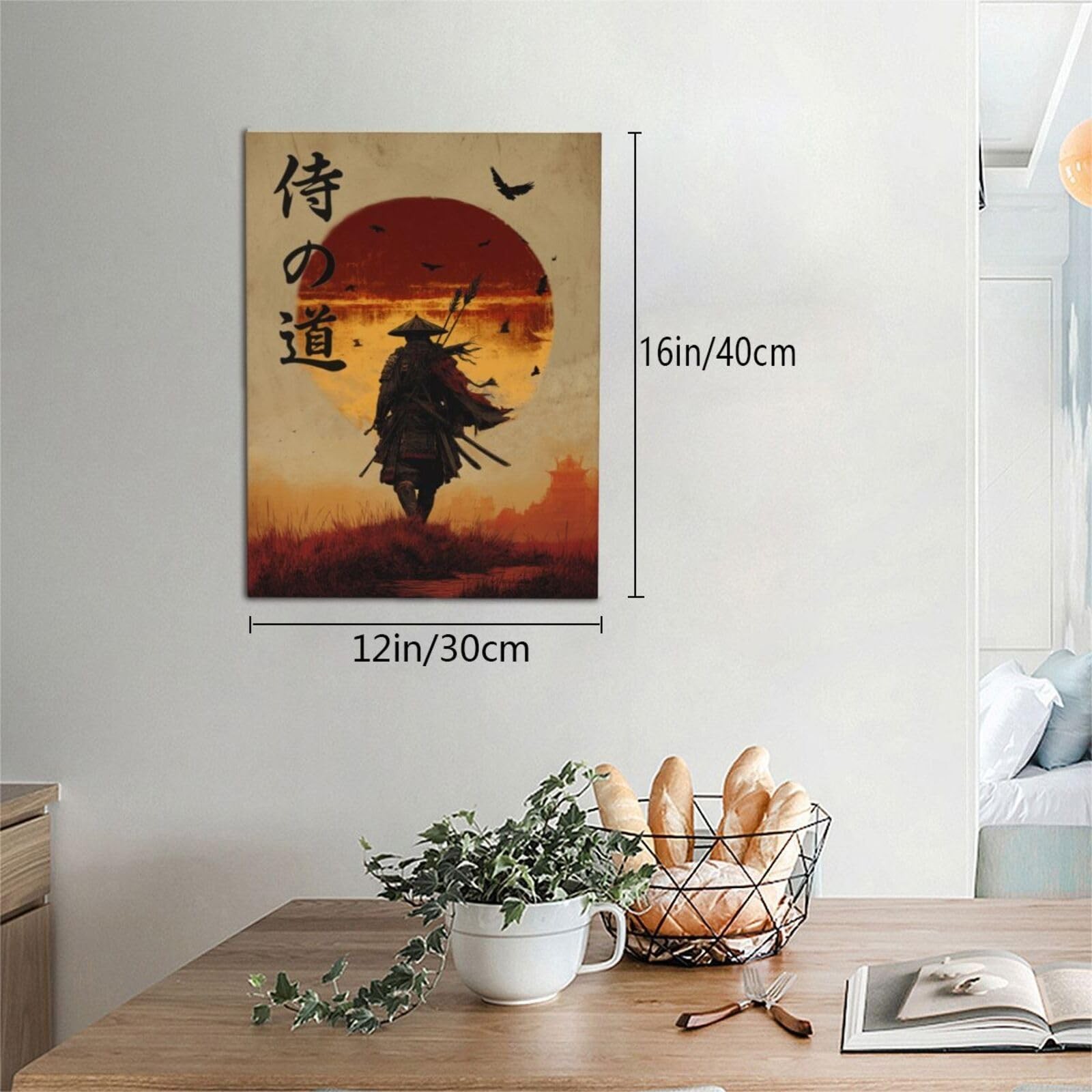 Japanese Samurai Wall Art Oriental Asian Bushido Wall Decor Warrior Figure Ca…