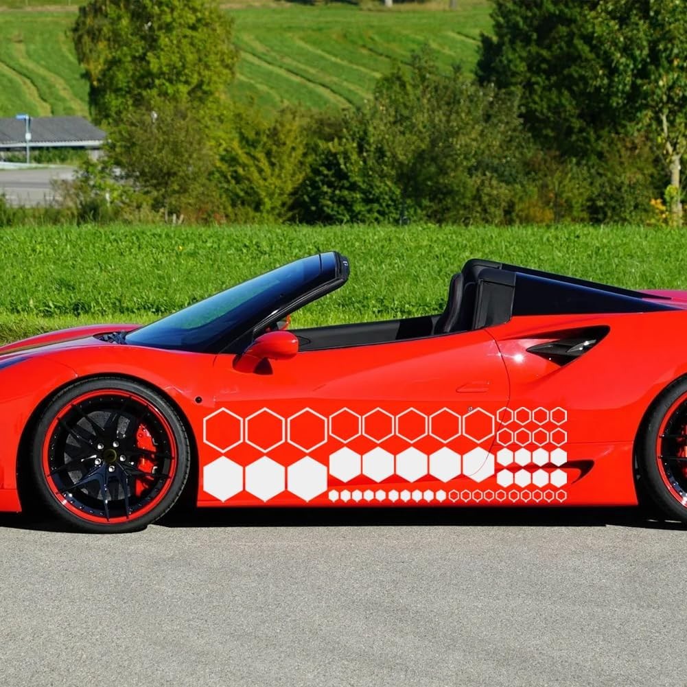 52 PCS Honeycomb Decals Vinyl Hexagonal Graphics Sticker Car Body Side Sticker C