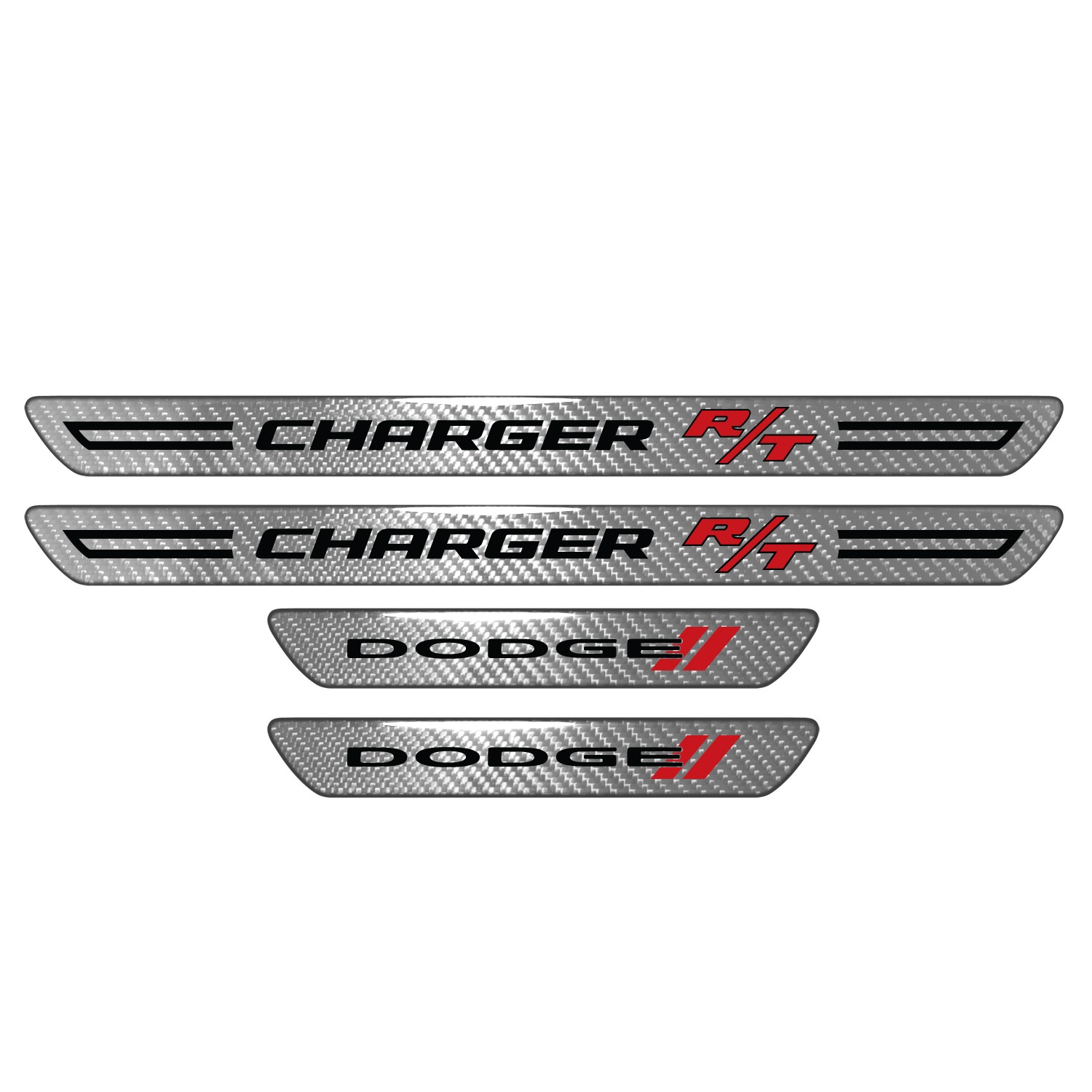 Dodge Charger R/T Silver Carbon Fiber Universal Door Sill Protector Kick Plates