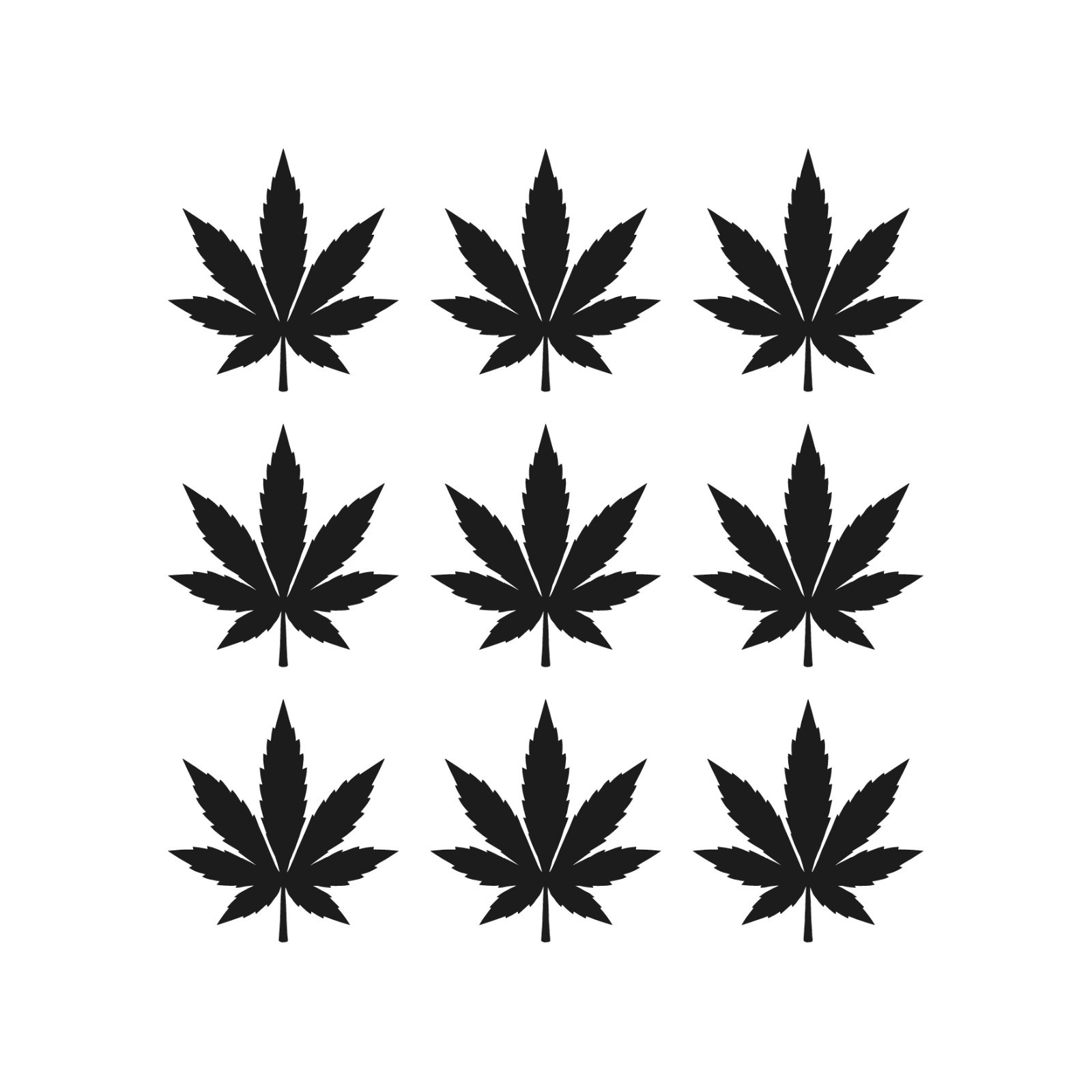 Small Cannabis Marijuana leaf Decal Weed THC 420 Sticker Set of 9