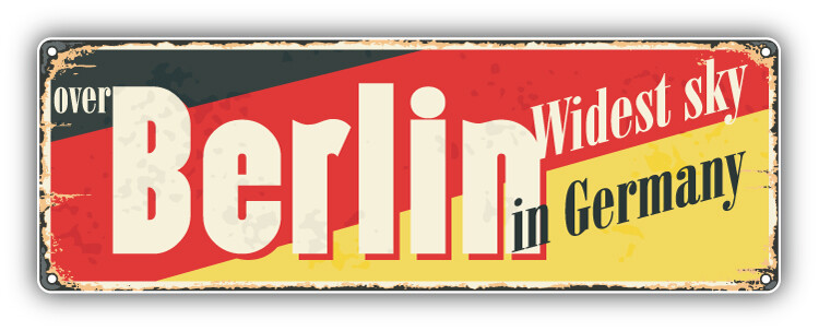 Berlin Grunge Retro Travel Tin Sign Car Bumper Sticker Decal