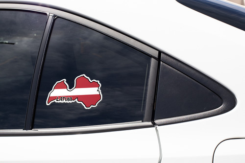 Latvia Map Flag Sticker Decal