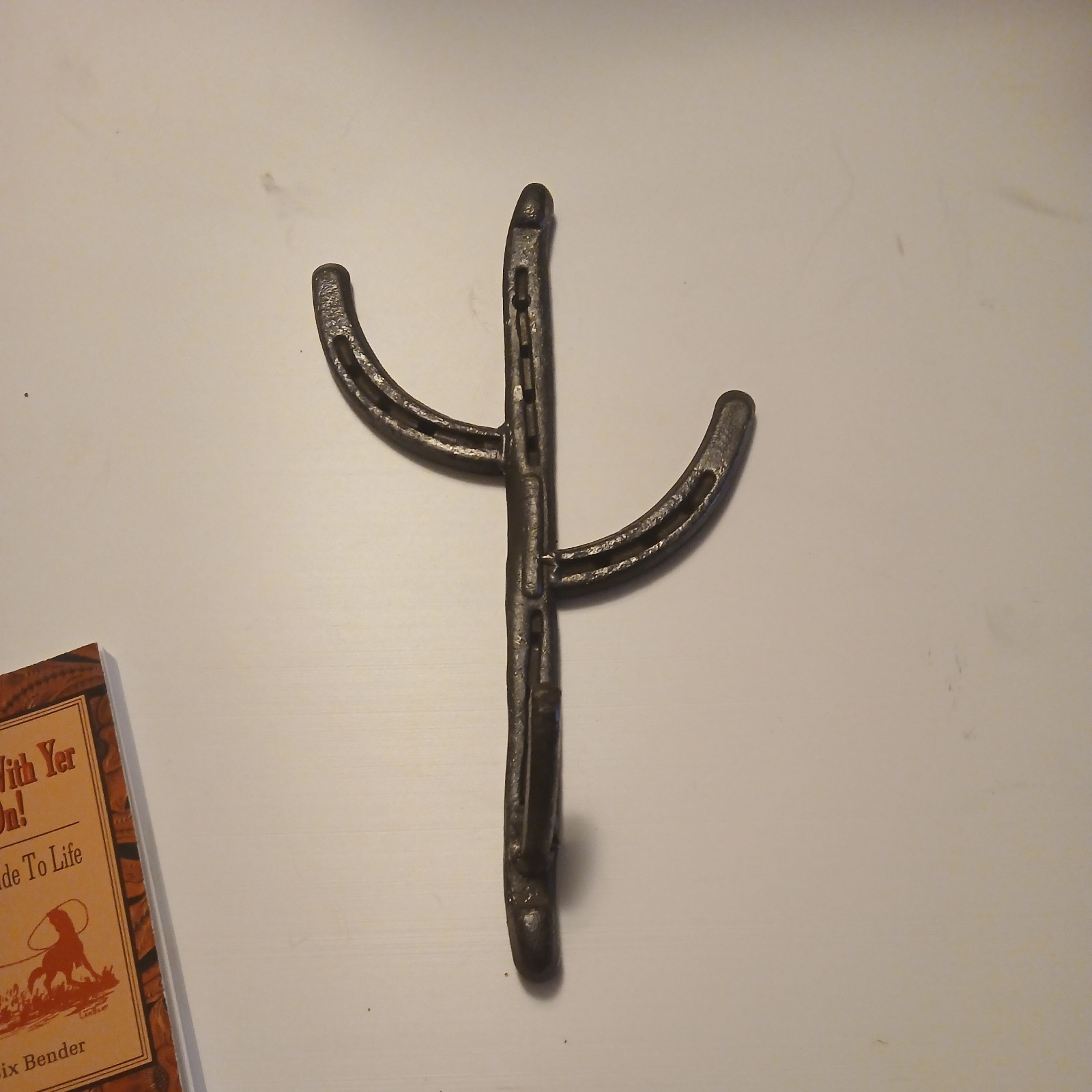 Lot* Forged Horseshoe Cactus Hat/Coat Hook, A Cowboy's Guide To Life Book INL449