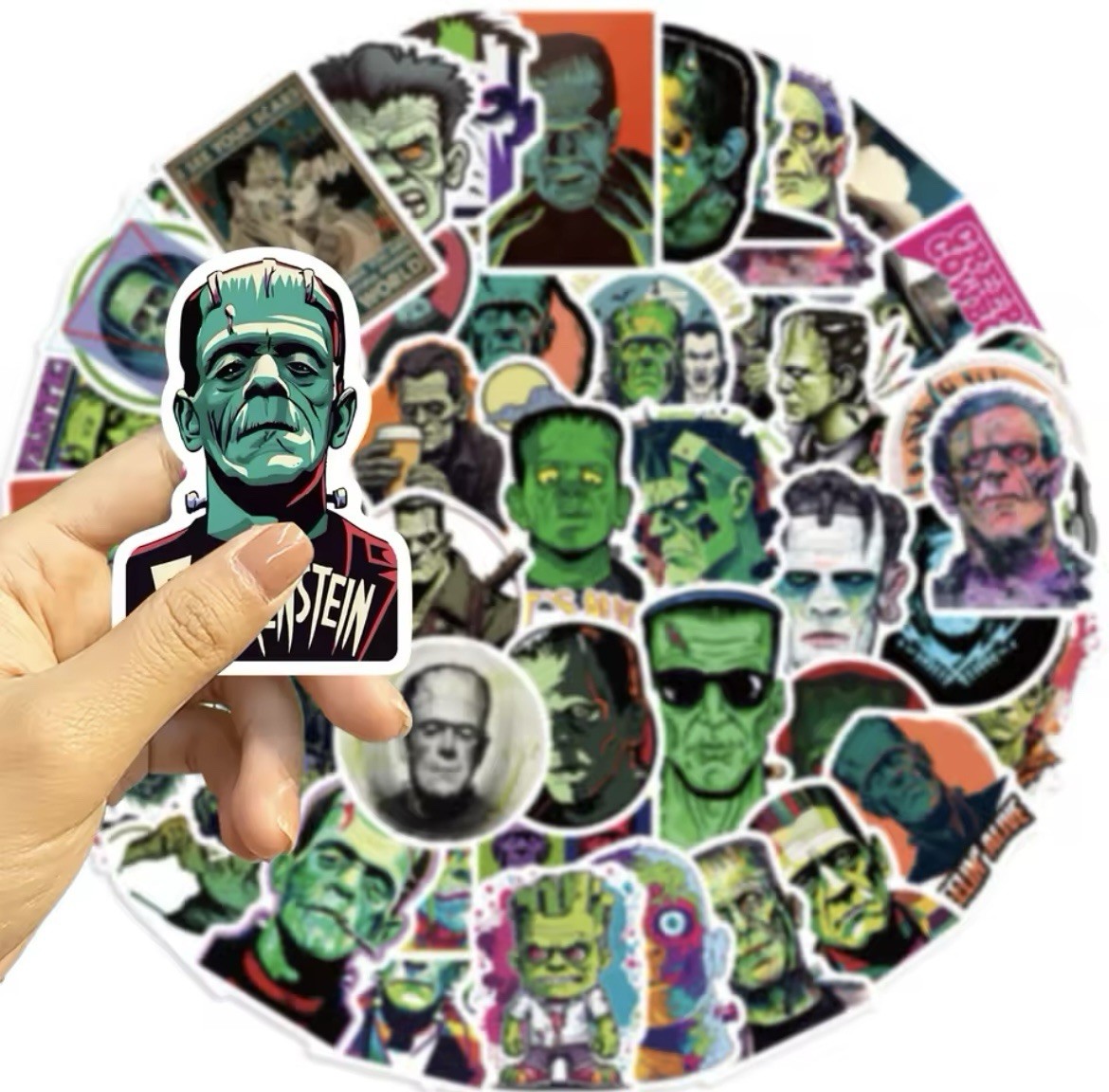 Frankenstein Style Stickers 50pk Mixed Horror Fun Frankenstein Sticker Monster