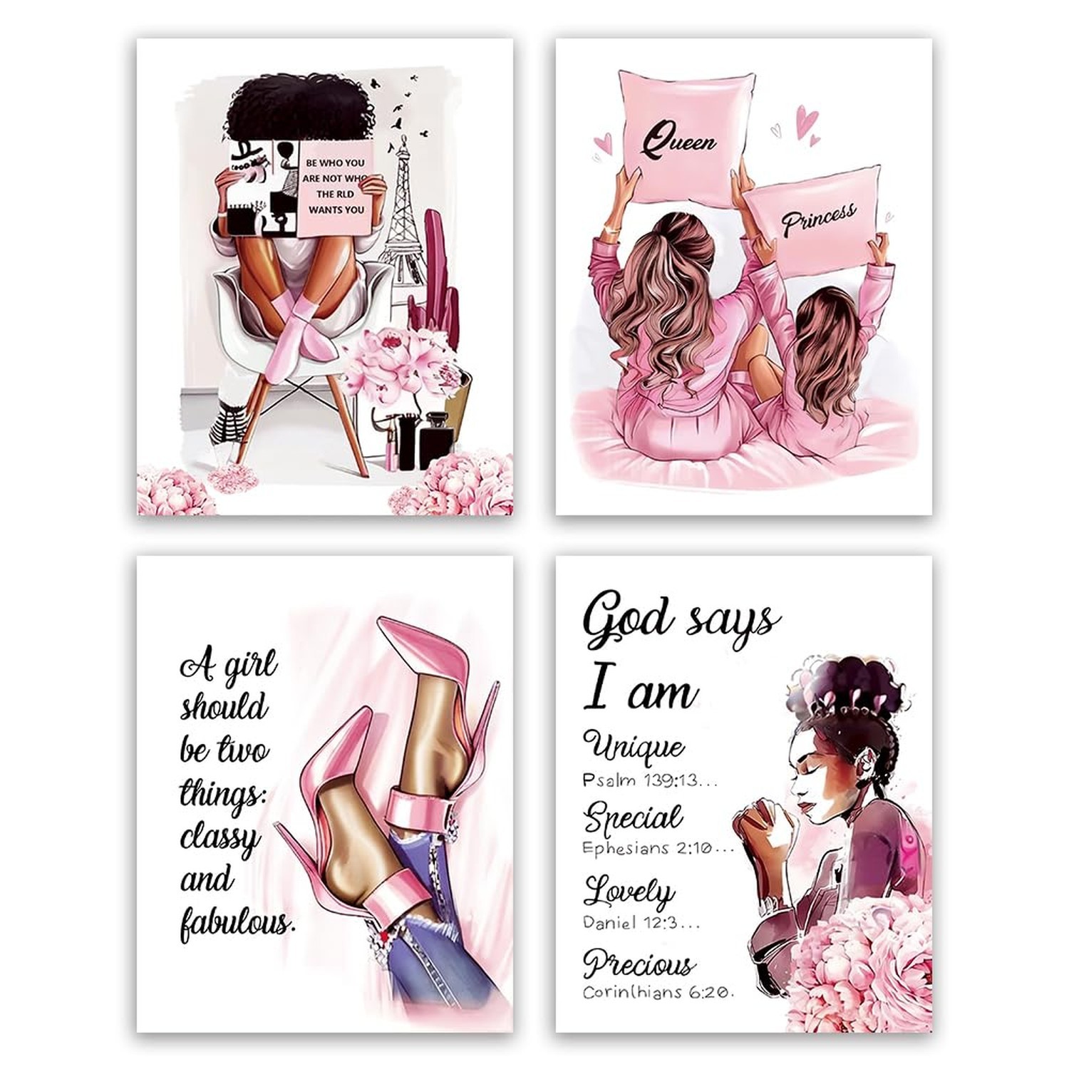 Pink Bible Verse Wall Art Canvas Prints Girls Dorm Scripture Inspirational Wa…