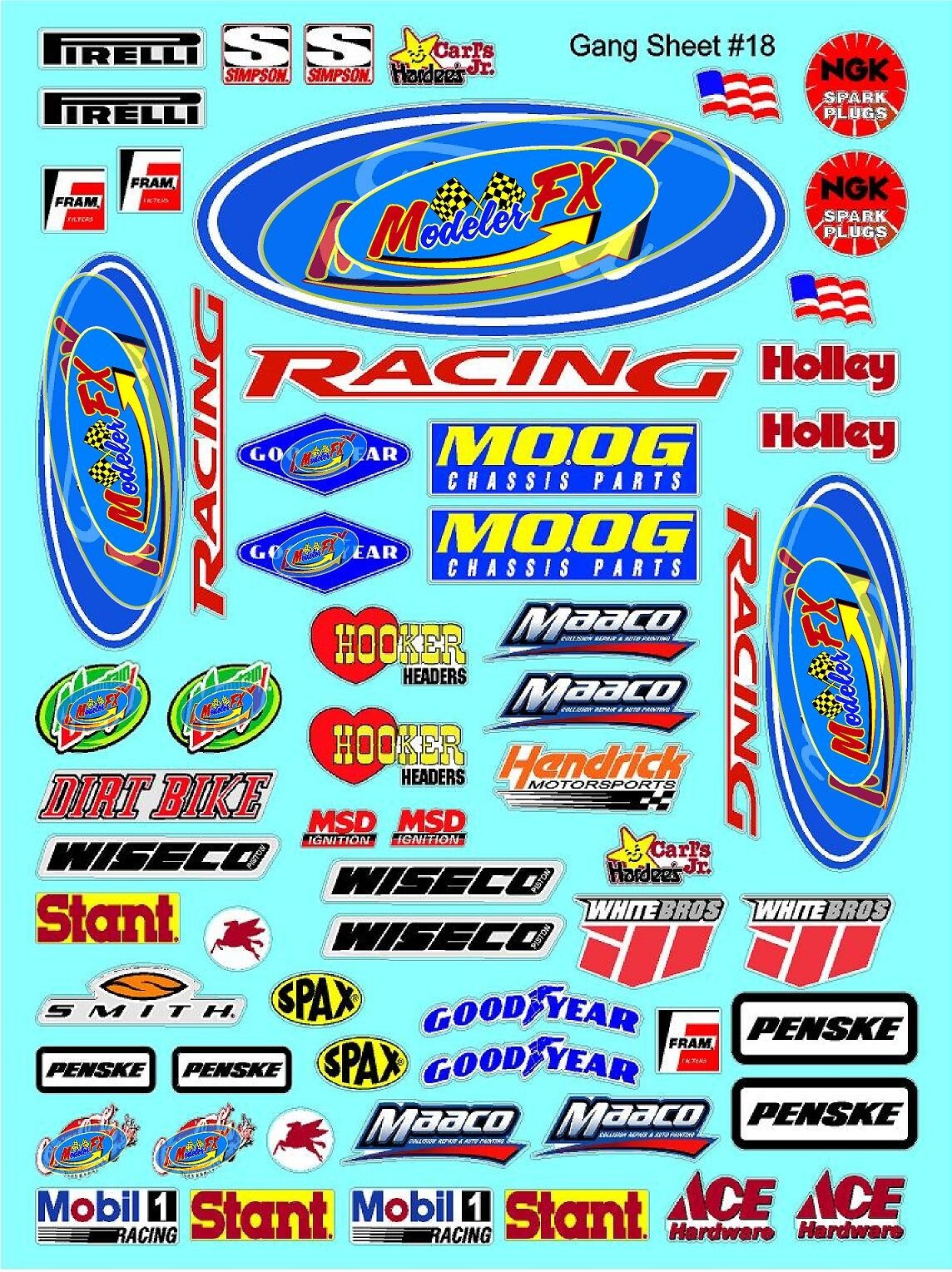 Clear Matte Vinyl Sticker Sheet#18-R/C MODEL Decal fits 1/10-1/16 Scale FordMoog
