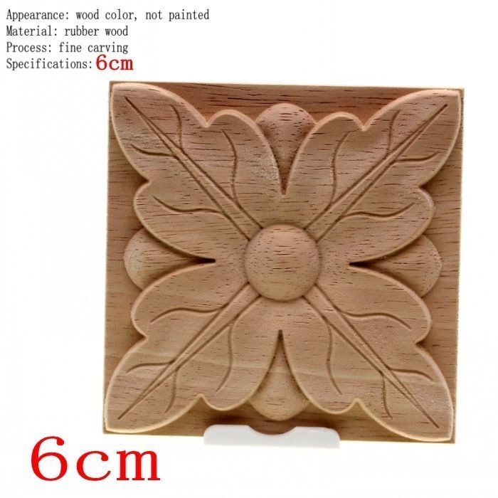 Unpainted Wood Color Decal Applique Furniture Square Home Decoration Accessories