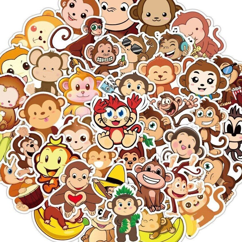 MONKEY Waterproof Stickers ~ Wild Exotic Jungle Animals ~ Removable Vinyl Decals