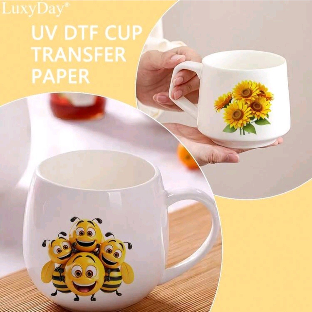 12pcs/Set LuxyDay Bee Sunflower Cartoon Vinyl UV Wrap Waterproof Cup Stickers