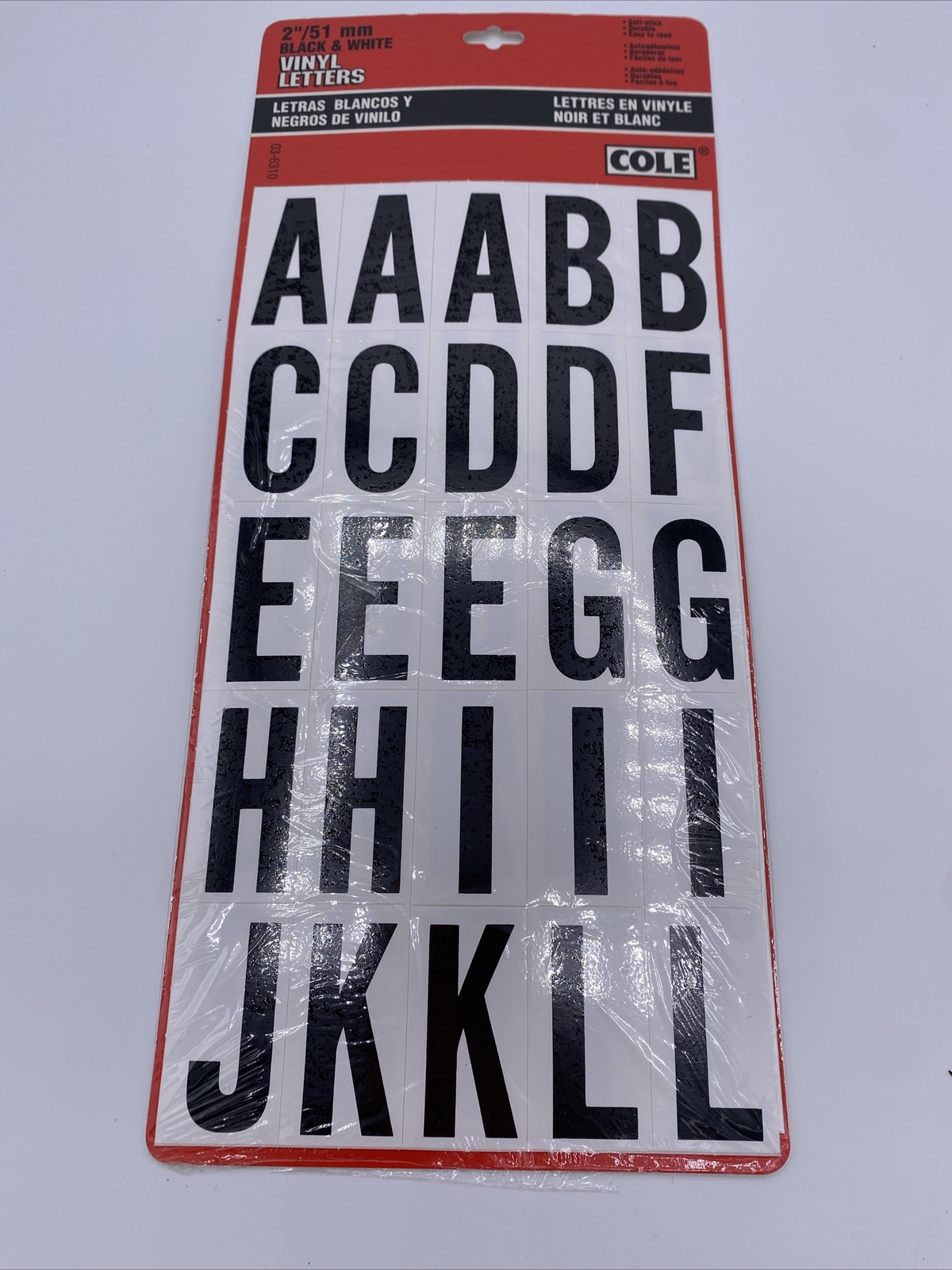 Cole Vinyl Letters/Alphabet 2” Black & White 2 New Packs