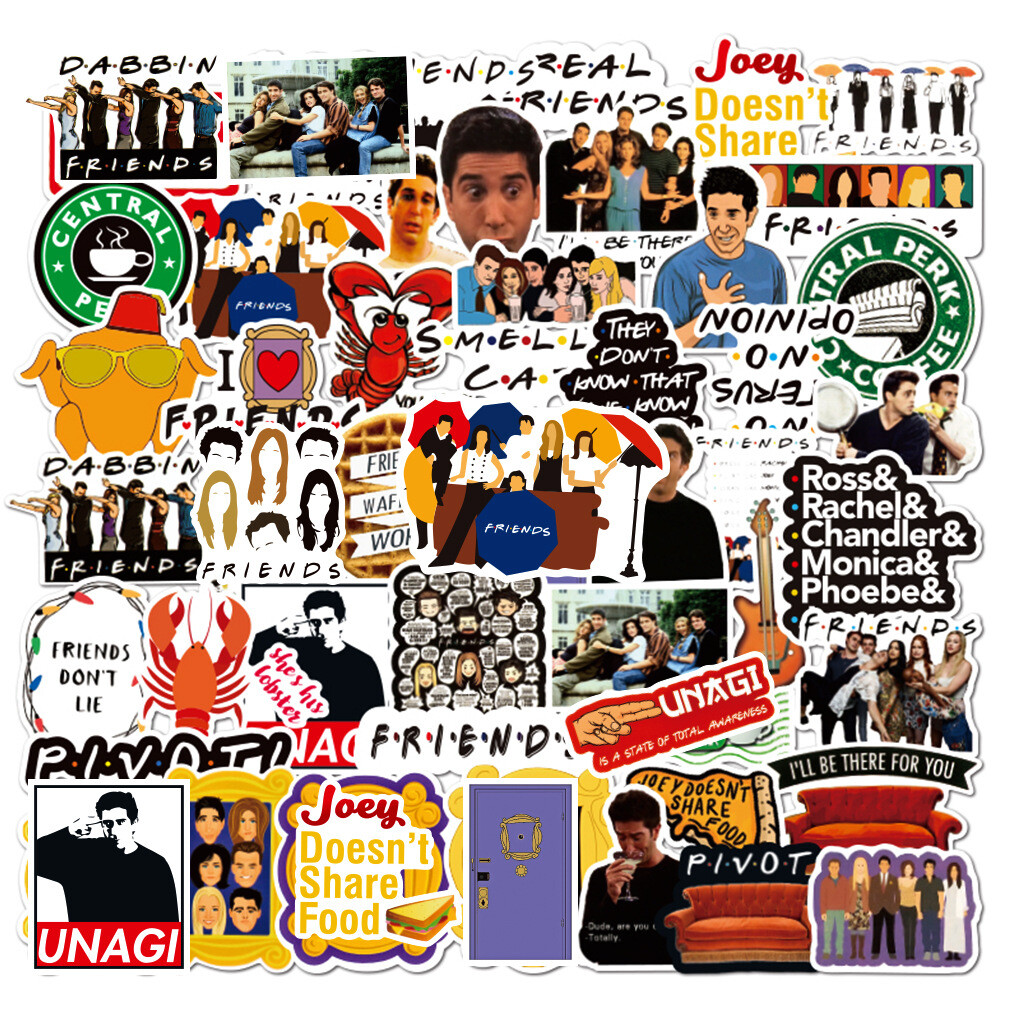 100Pcs Friends Cartoon Sticker for Adults Teens Girls Scrapbooking Water Bottles