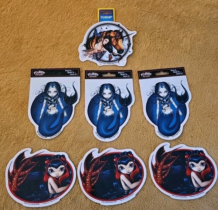 Yu-Jean Fantasy Stickers Lot (7) Y2K 2006 2007 Mermaids Unicorns