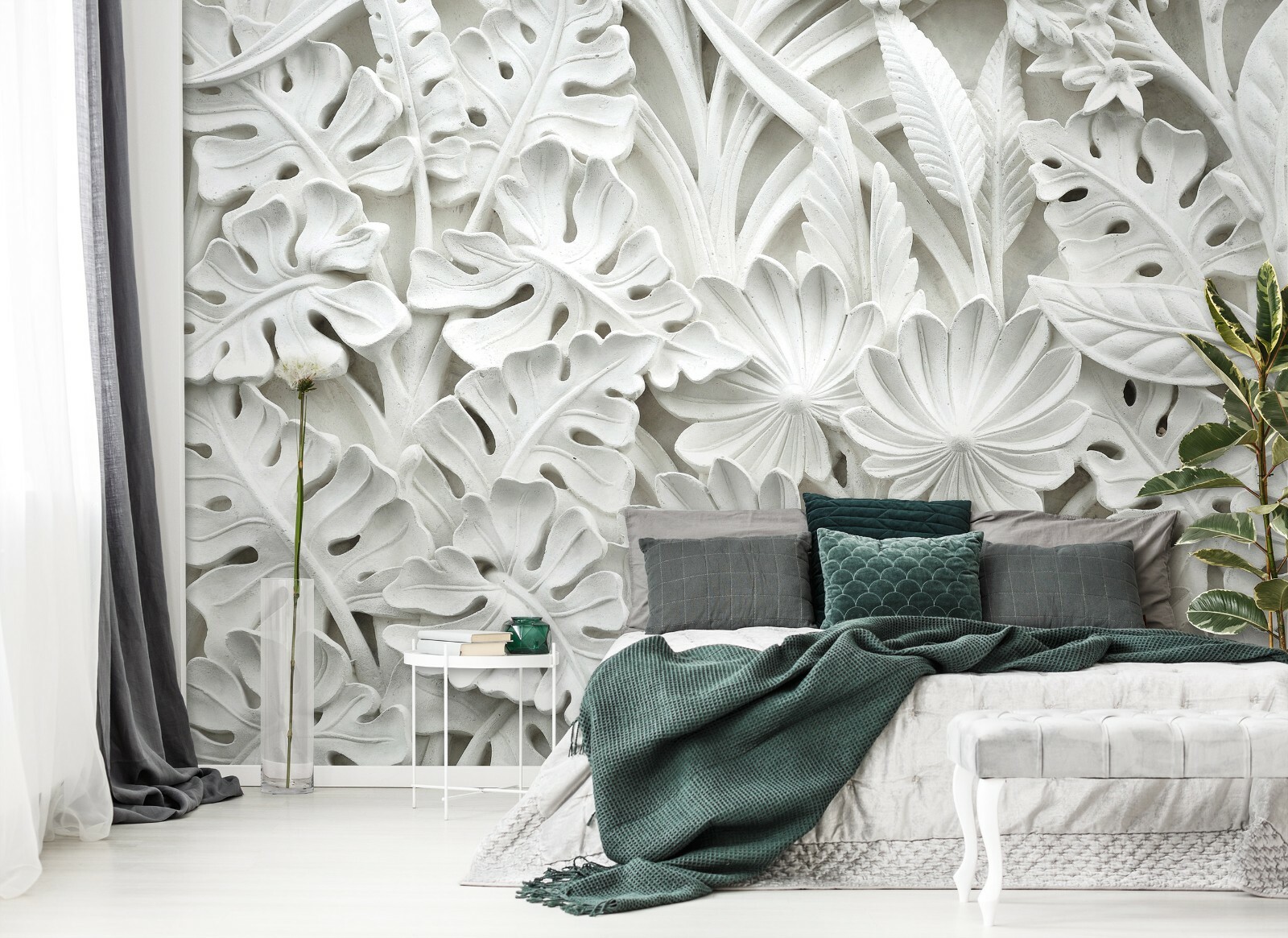 Alabaster flowers WALLPAPER huge photo mural wallpaper BEDROOM wall art