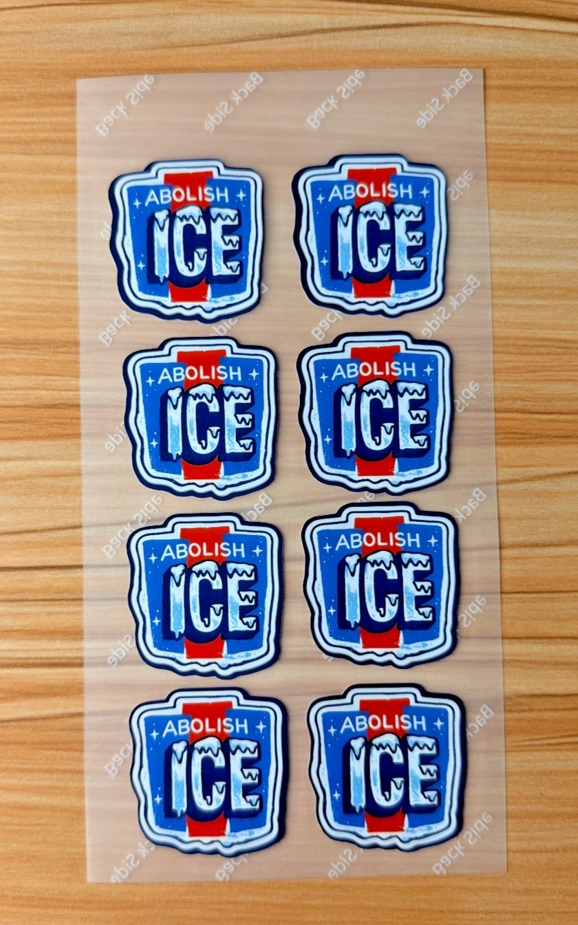 ABOLISH ICE Waterproof Stickers 8 pk Decals Car Bumper Laptop Gas Pump 1.5"