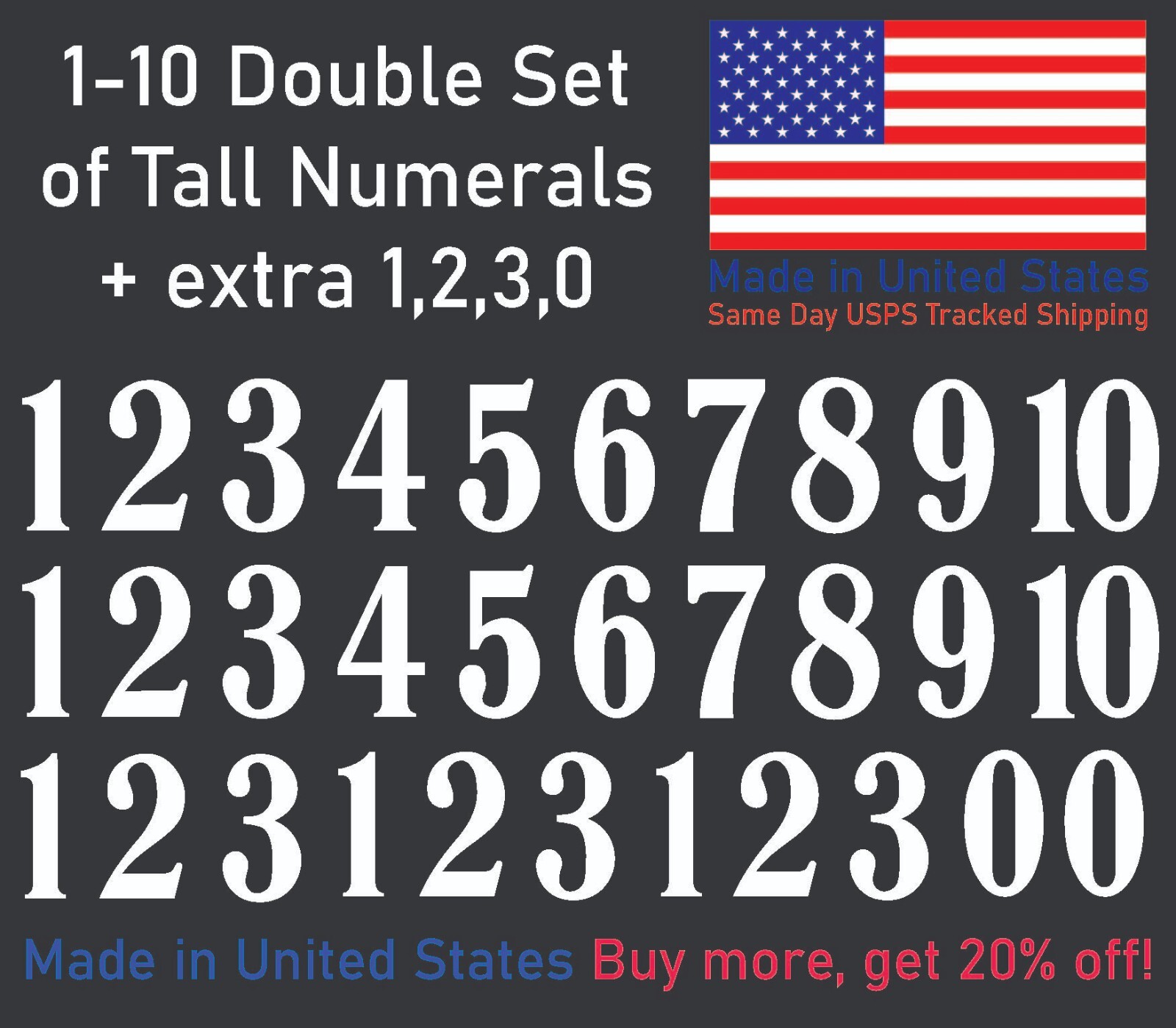 1-10 School Book Outdoor Vinyl Decal Numbers for Mailbox, Door, Address, Locker