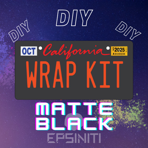 Cherry Red Gloss California Plate Wrap DIY Kit Matte Black