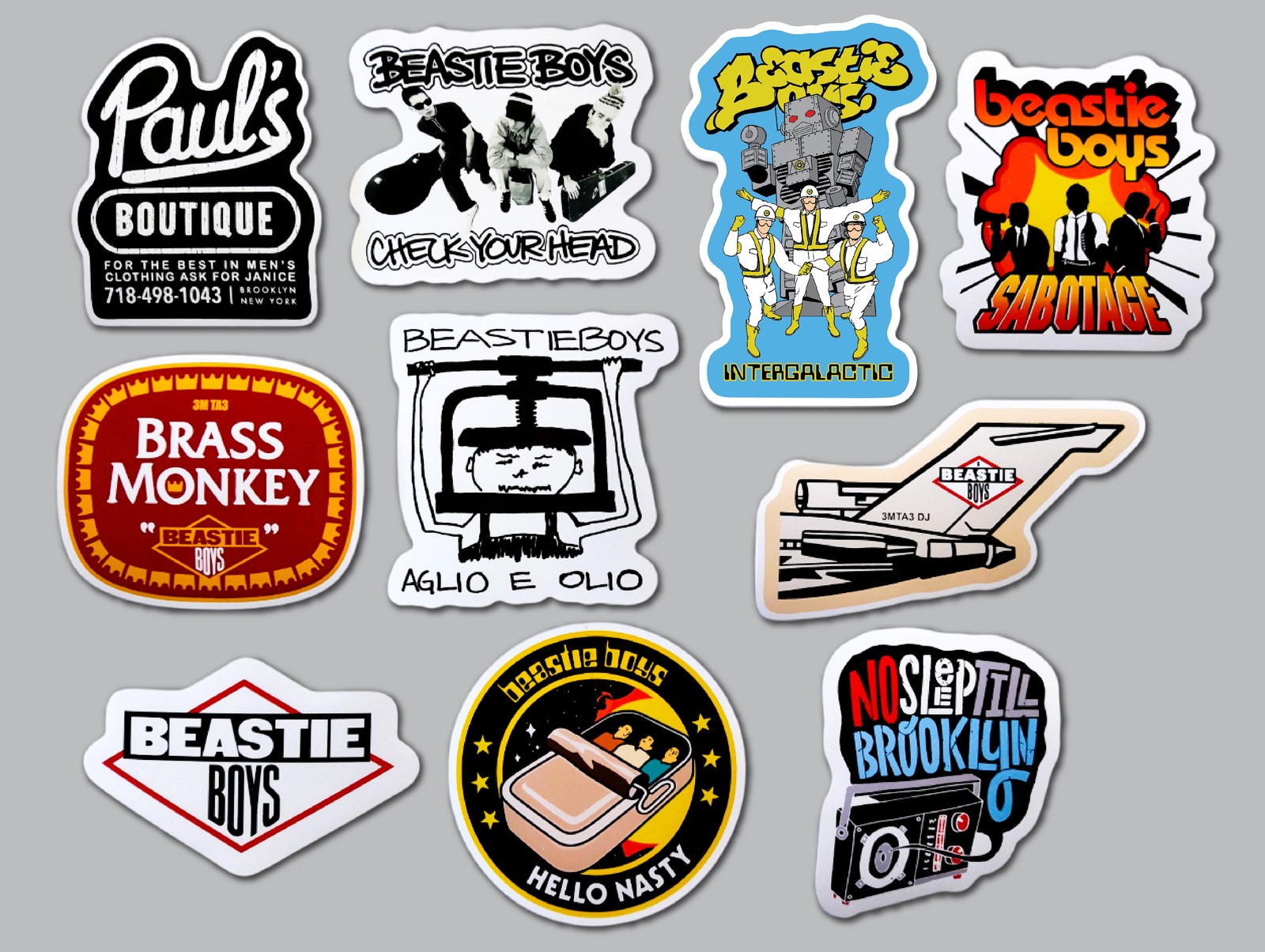 Beastie Boys Vinyl Sticker Lot (10 Pack) 90's alternative rock rap hip-hop punk