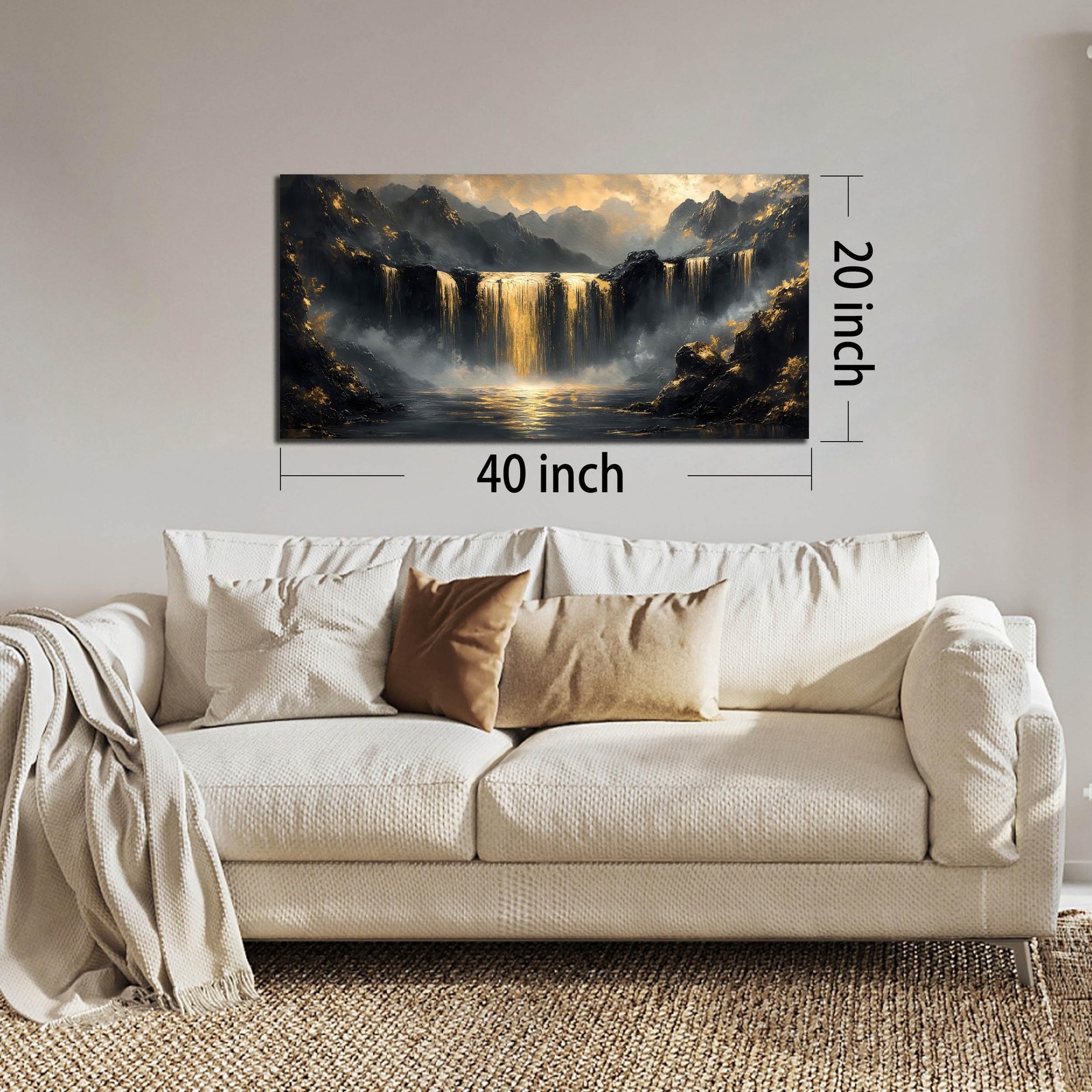 Waterfall Canvas Wall Art for Living Room – Mountain Art Wall Decor for Offic…