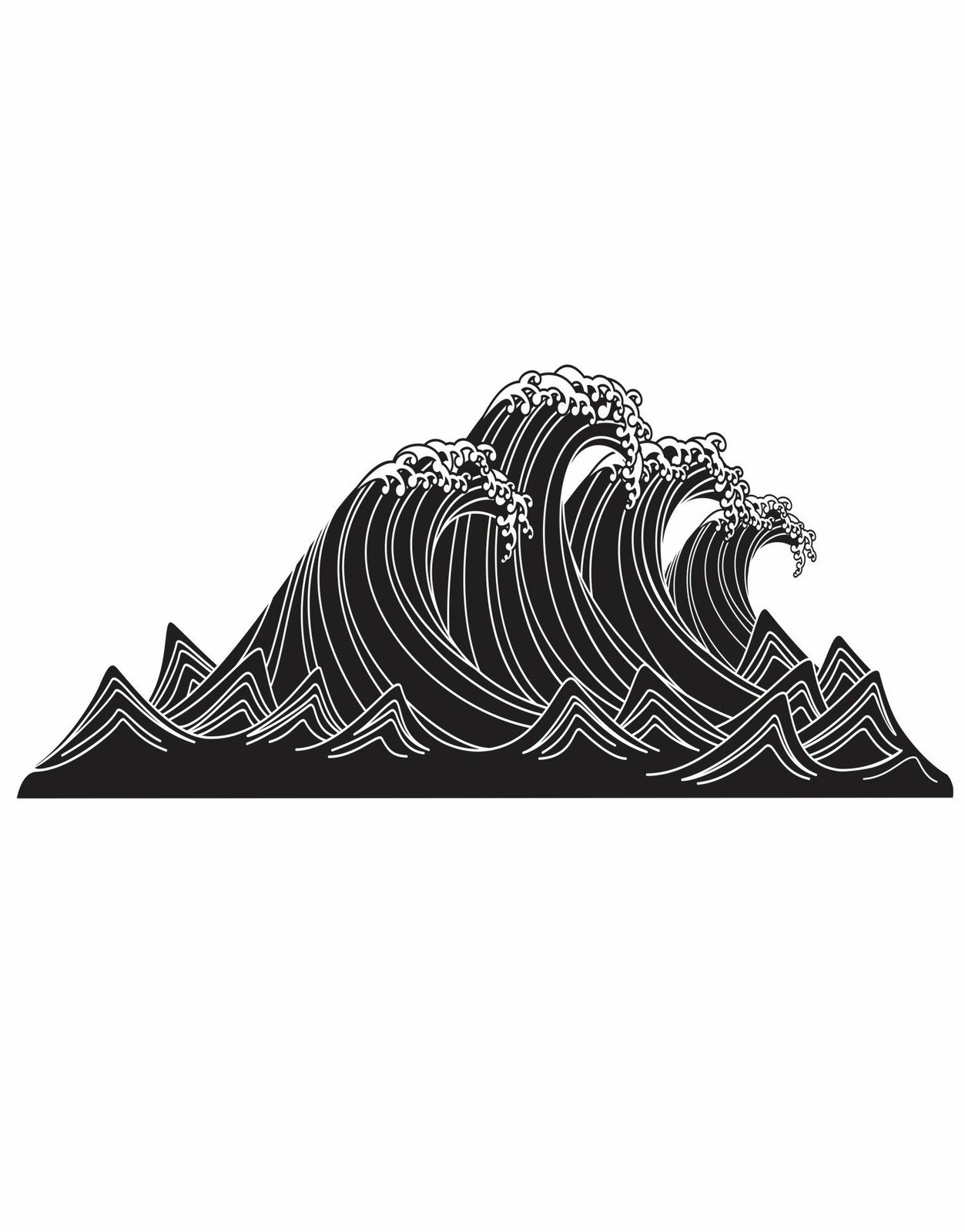 Japanese Typhoon Wave Abstract Wall Decal Sticker. Hokusai Great Wave. #6110