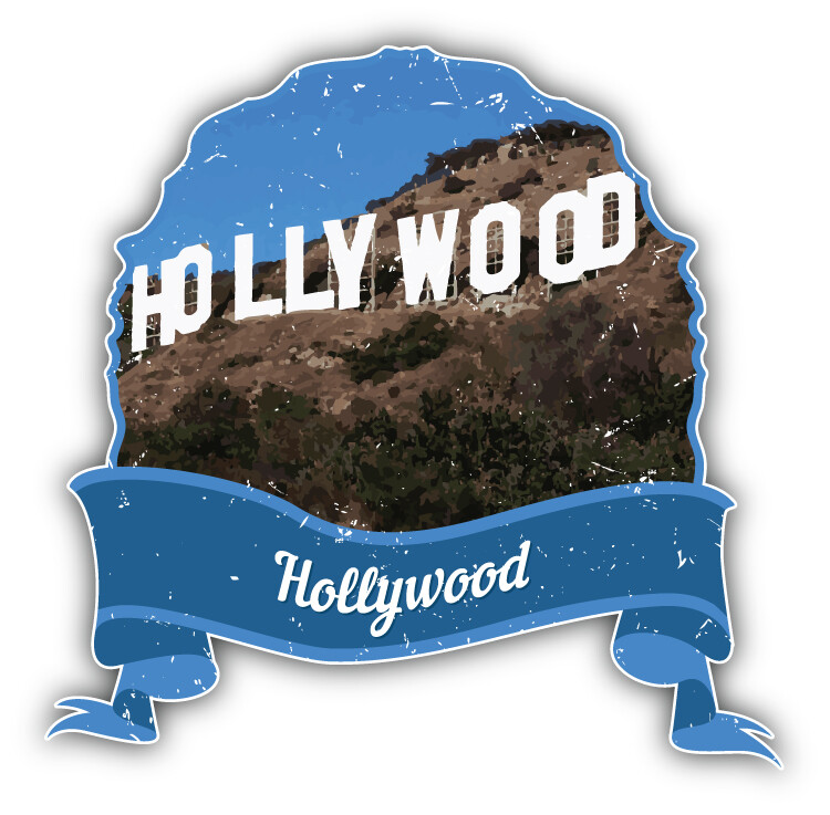 Hollywood Sign Los Angeles World Landmark Grunge Travel Car Bumper Sticker Decal