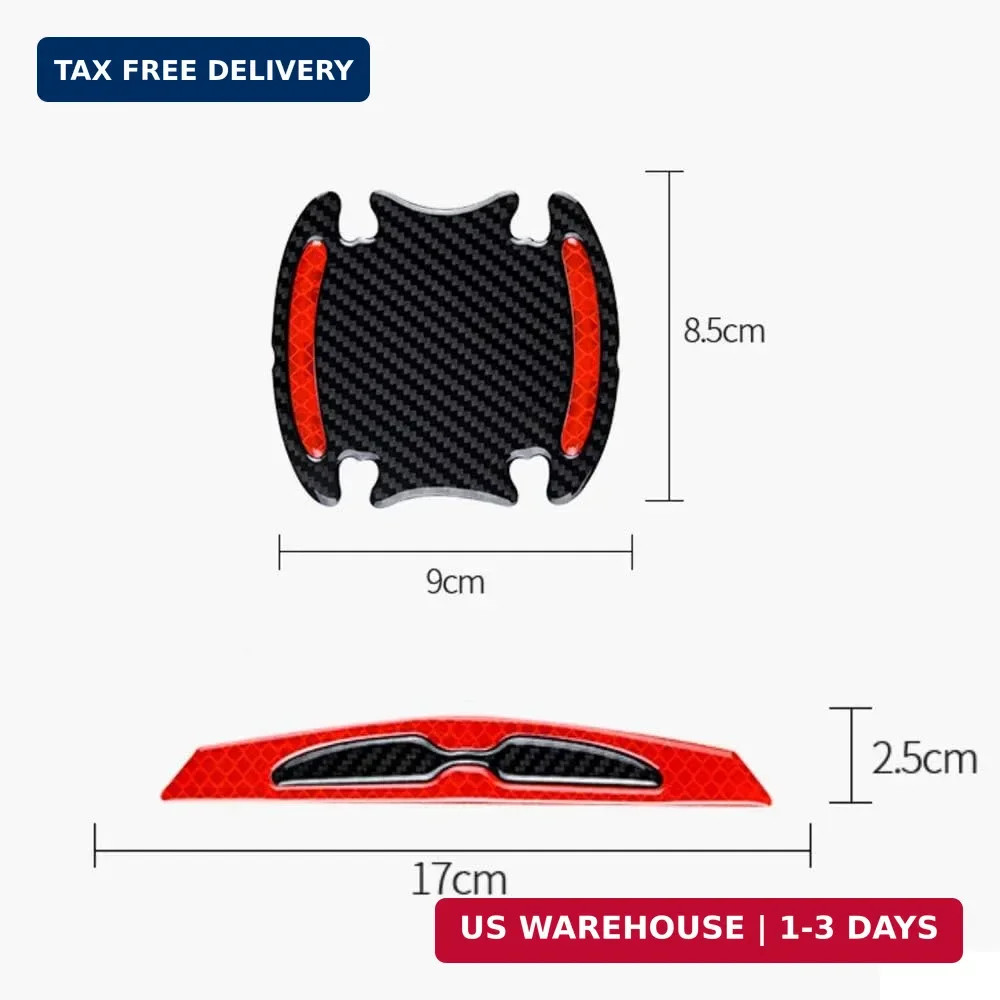 8pcs Universal 3D Carbon Fiber Car Door Handle Paint Scratch Protector Sticker A