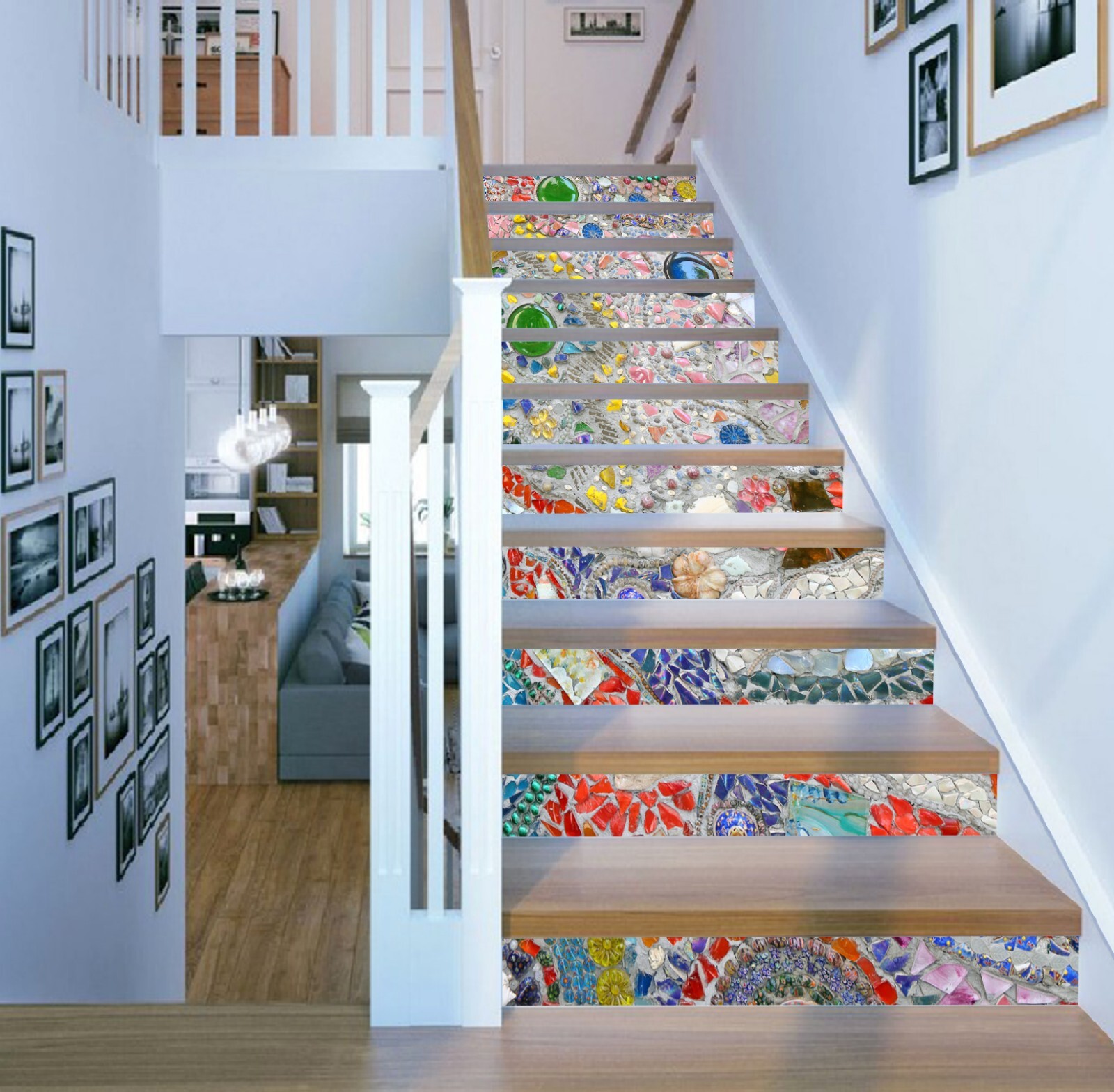 3D Gem Sequins AZ442 Stair Risers Decoration Mural Vinyl Wallpaper Kay