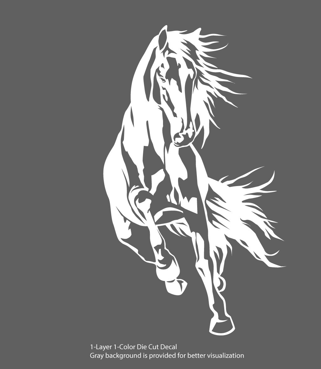Horse Stallion Galloping #5, 4-21" Outdoor Die Cut Vinyl Decal Sticker