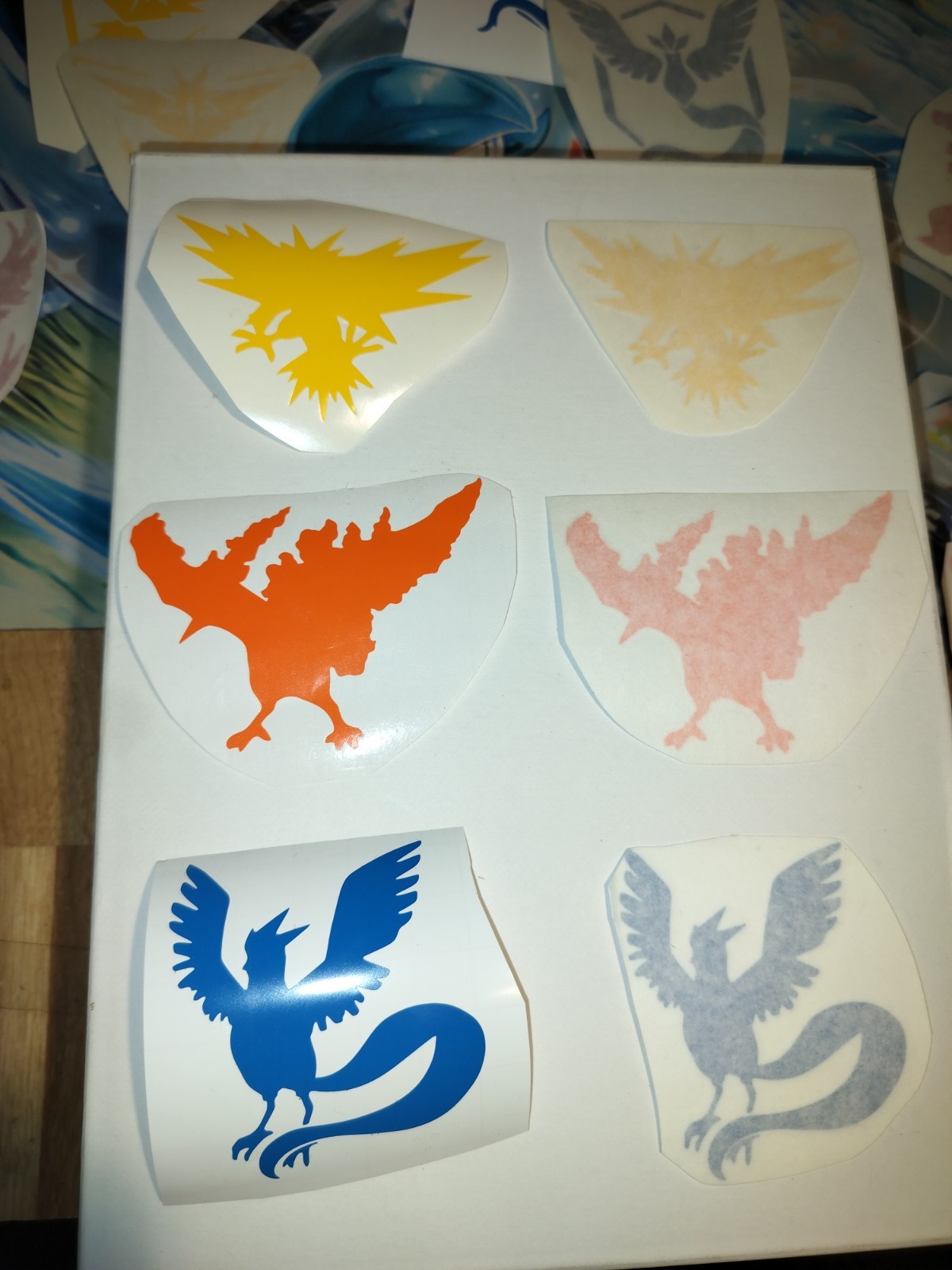 Pokemon Zapdos Moltres & Articuno Vinyl Stickers. Yellow, Orange, Blue