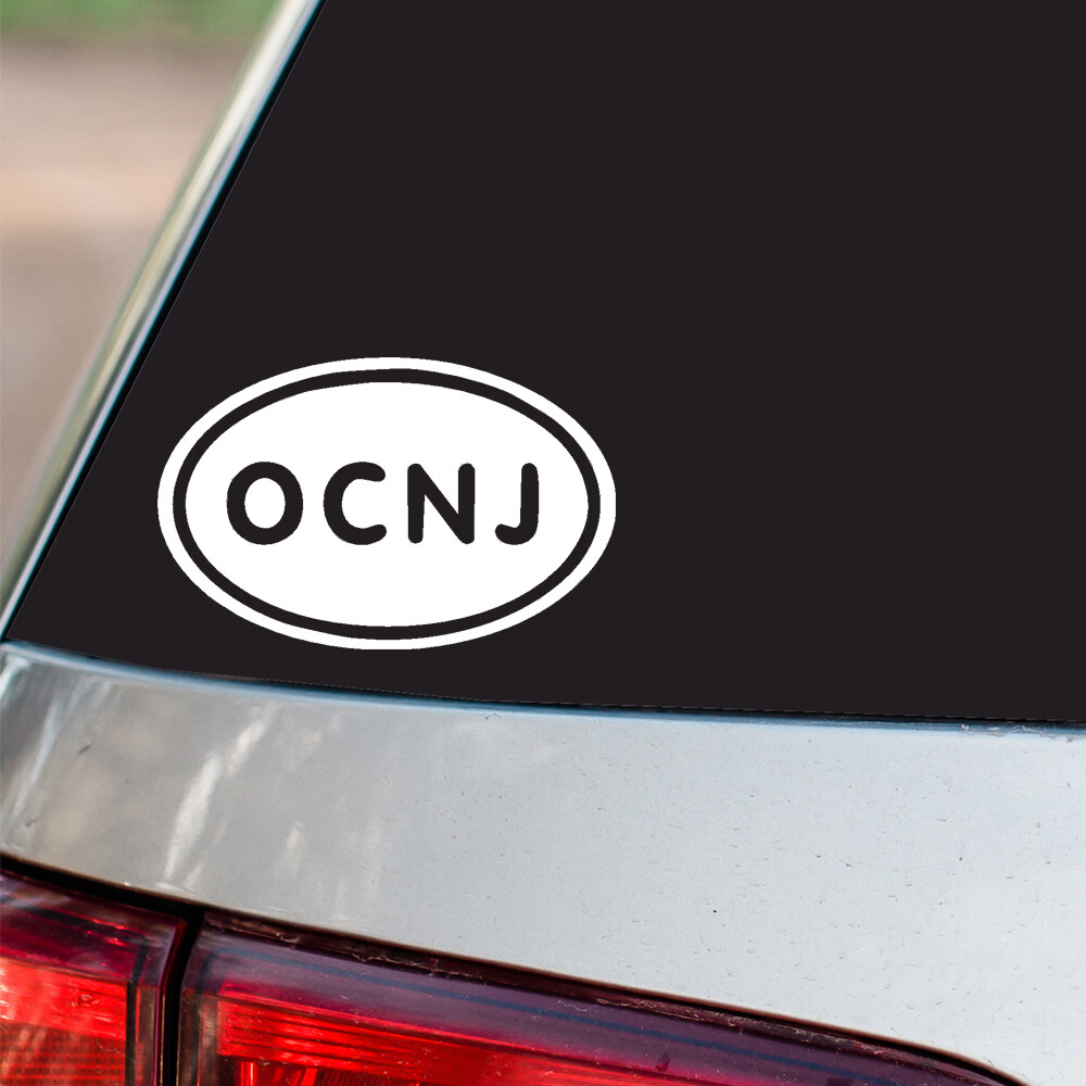 OCNJ Sticker Ocean City New Jersey oval euro chrome & regular vinyl color choice