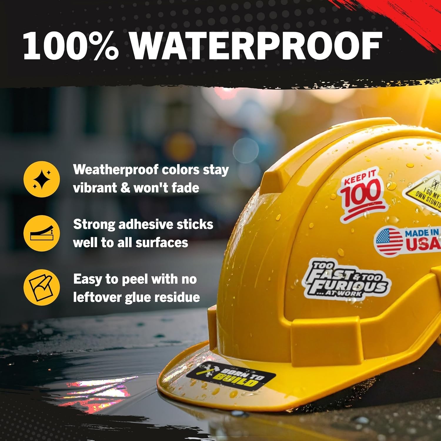 175PCS Funny Hard Hat Stickers Waterproof Vinyl Decals Helmet Toolbox