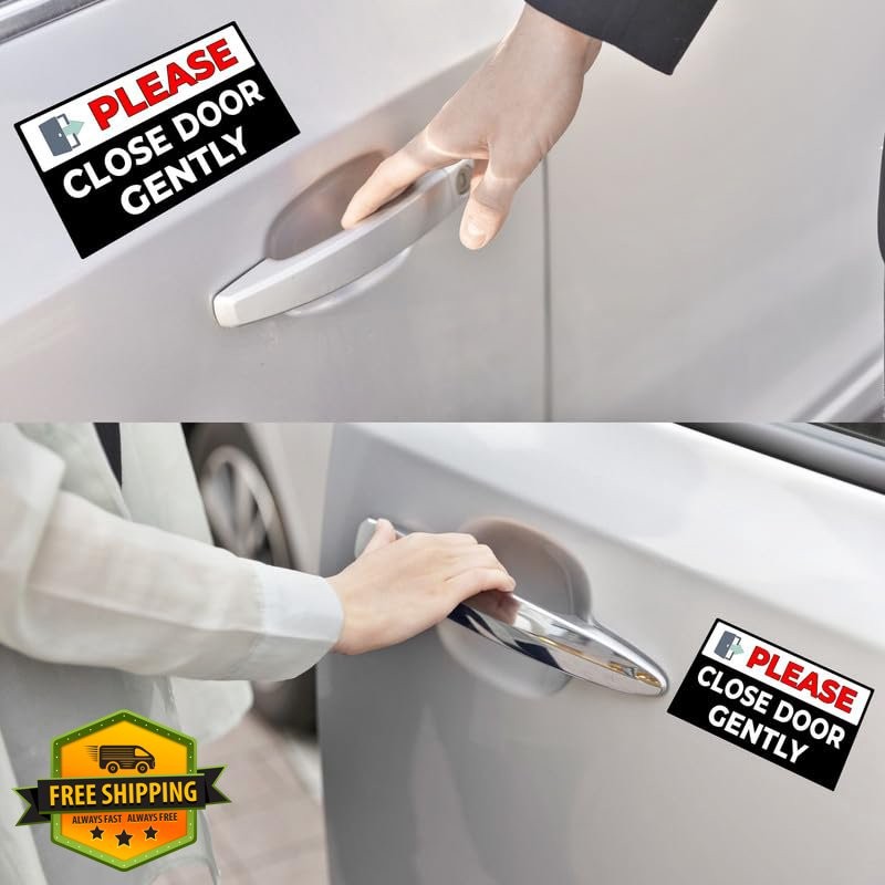 Generic 6Pcs Please Close Door Gently Sticker 5"x3"