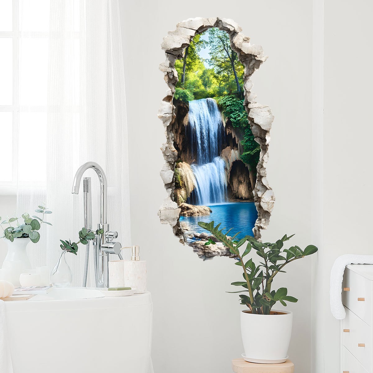 Waterproof Wall Art 3D Waterfall Mural Realistic 3D Effect Fade Resistant Design