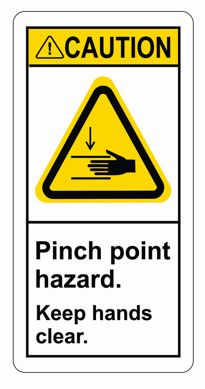 Caution Pinch Point Hazard Sticker Decal Label Safety Free Shipping