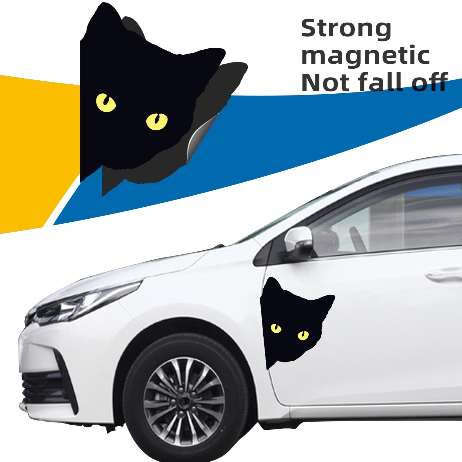Cat Peeking Car Stickers Watching Magnet Small to Medium, Black -1pcs