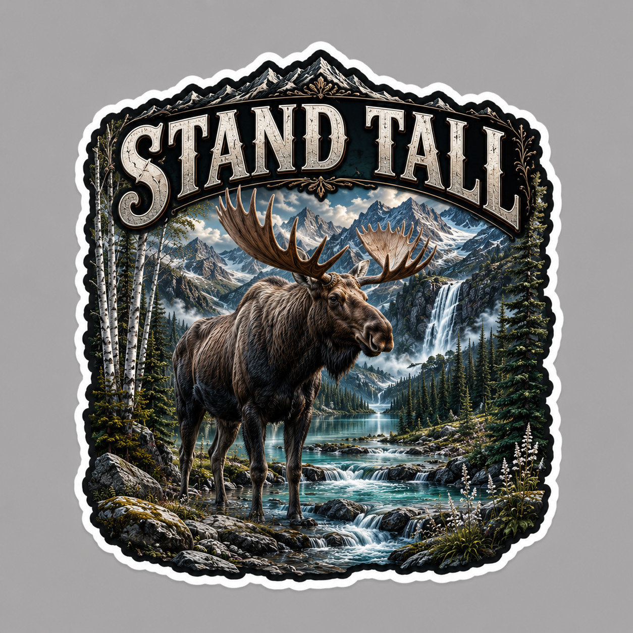 Moose Sticker Vinyl Decal Stand Tall Mountain Wildlife Nature Adventure Gift