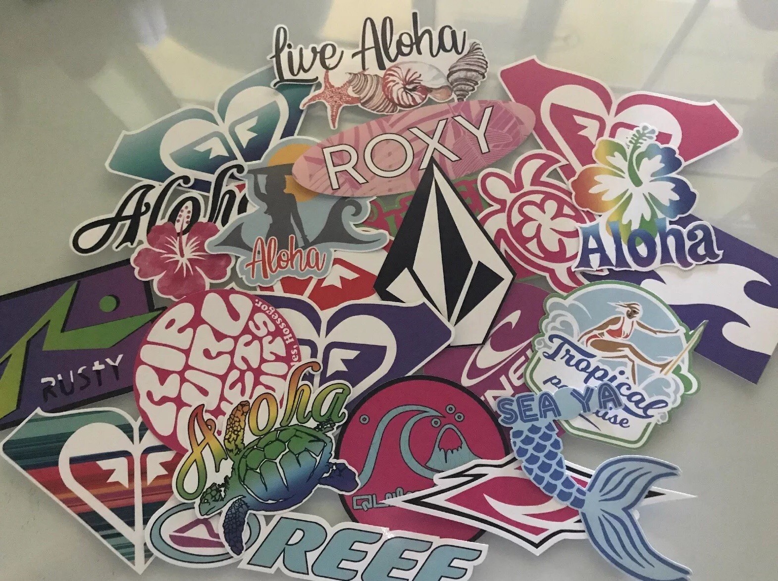 Surf Sticker Pack – Surfer Girl Surfing Roxy Quicksilver Rip Curl Billabong Reef