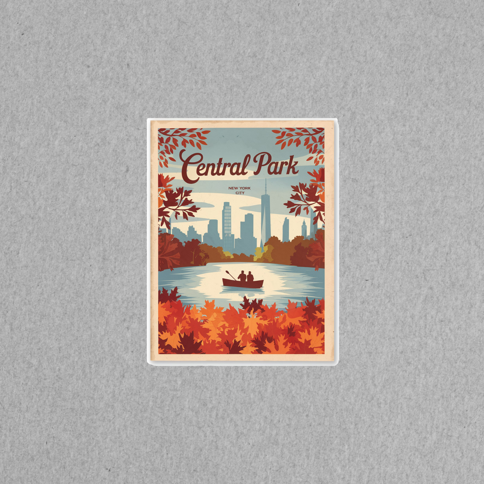 Vintage Central Park NYC Fall Foliage Boat Ride sticker Sticker #3523