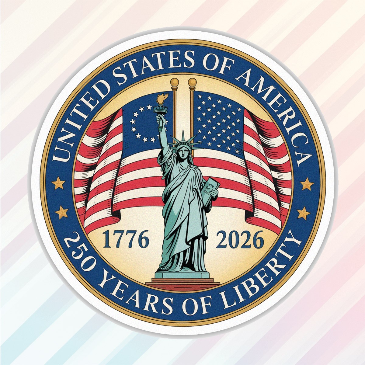 250th Anniversary of USA Sticker, 250 Years Of Liberty, 4th of July Gift Size 3"