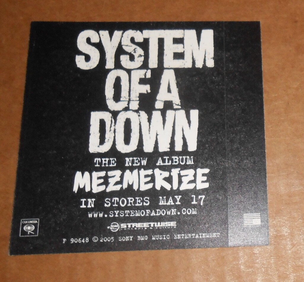 System of a Down Mezmerizer Sticker Original Promo 4×4