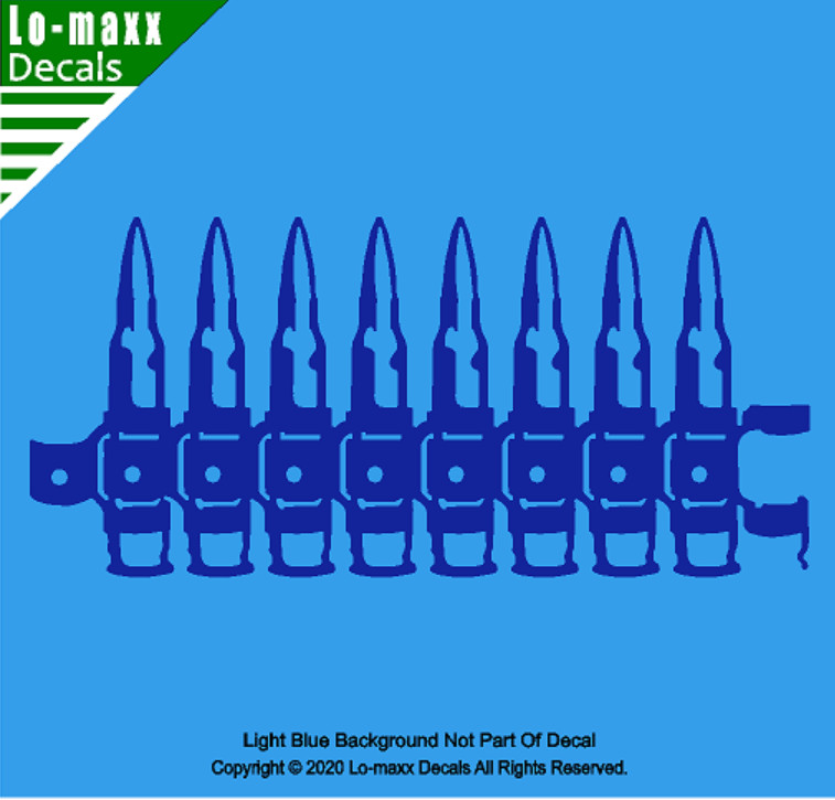Ammunition Ammo Belt Linked Cartridge Art Superior Quality Die Cut Vinyl Decal