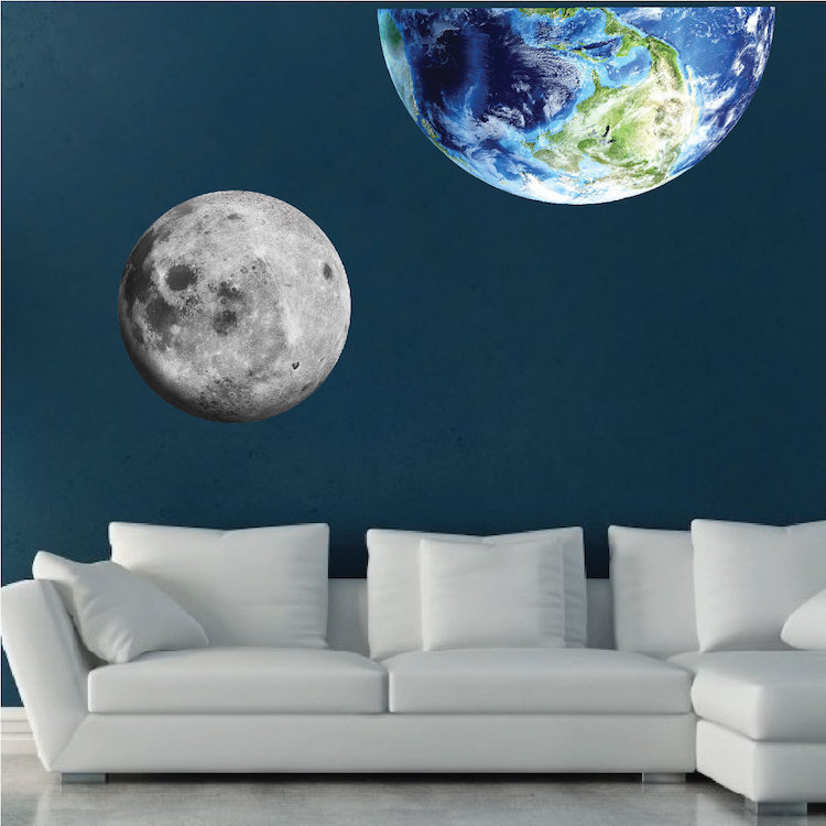 Moon Wall Decal Large Moon Sticker Peel and Stick Bedroom Moon Wall Mural, c22