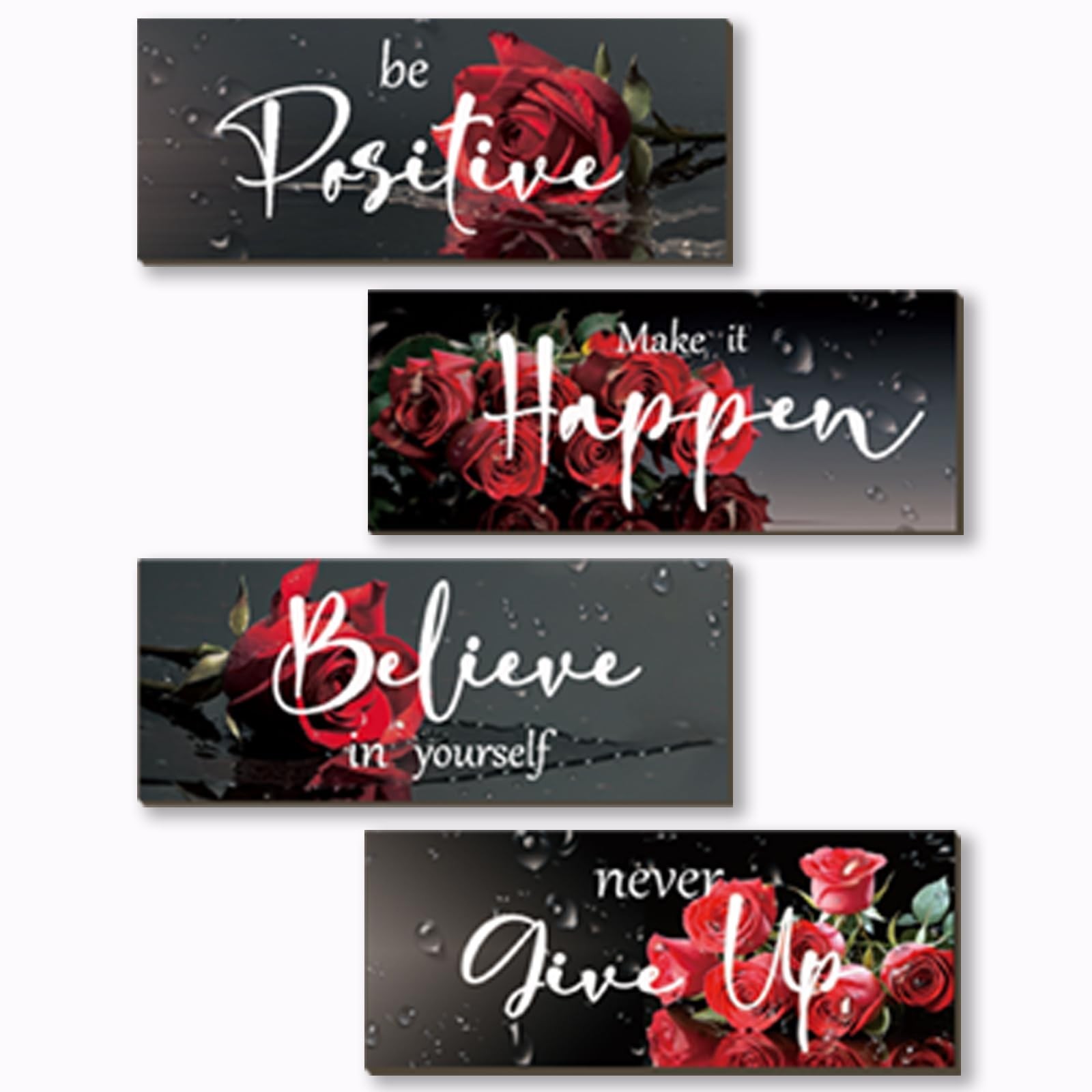 4 Piece Red Wall Decor Set Inspirational Red Black Decor for Bedroom Bathroom…