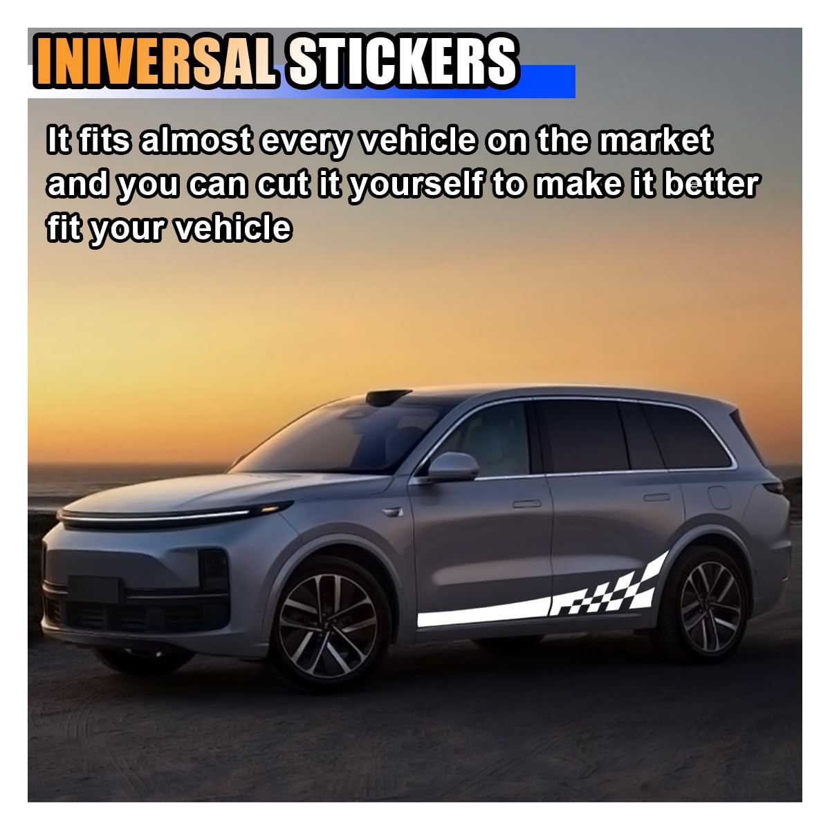 2PCS 78" Car Body Door Side Waistline Sticker Decals, Sports Racing Stripe De…