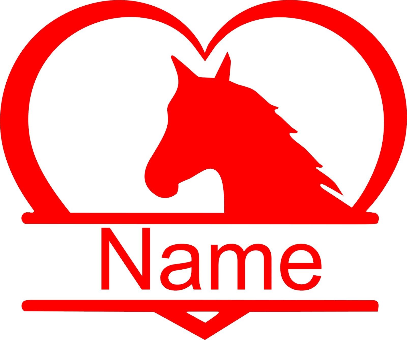 Horse in a Heart Decal (with name on it) 4.00w X 3.3" h