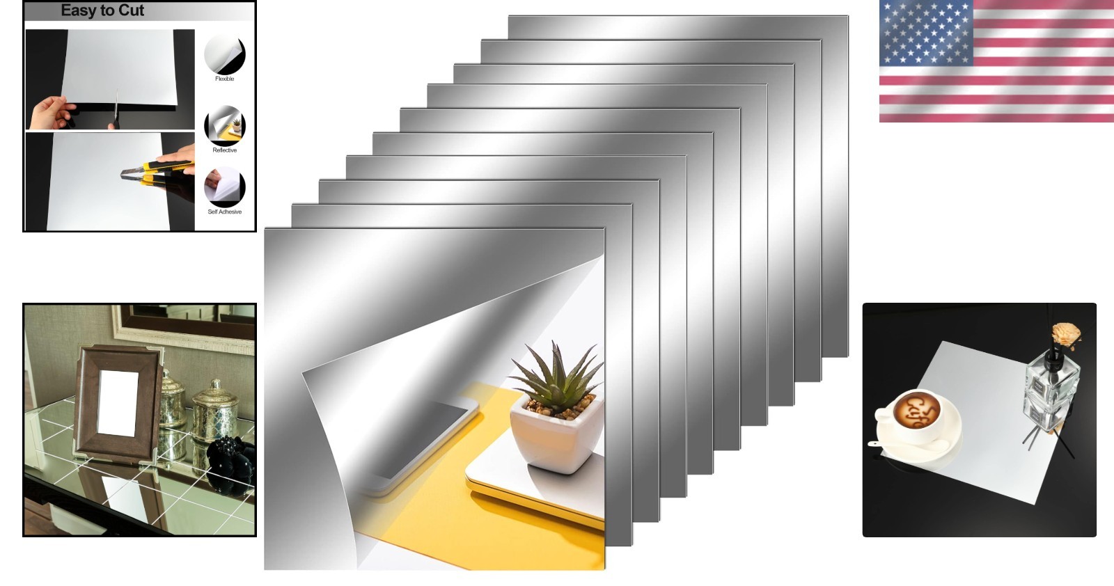 Non Glass Mirror Stickers – Home Wall Decor – 10 Pieces