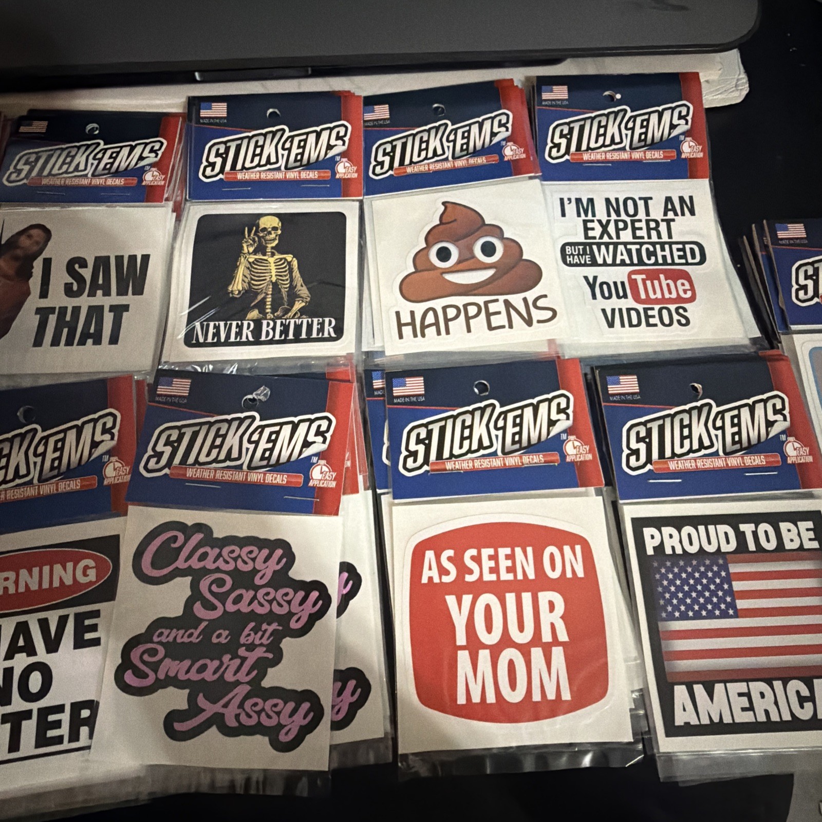 New Stick Em’s Vinyl Sticker Lot of 13 for cars truck jeep & more. Humor, USA