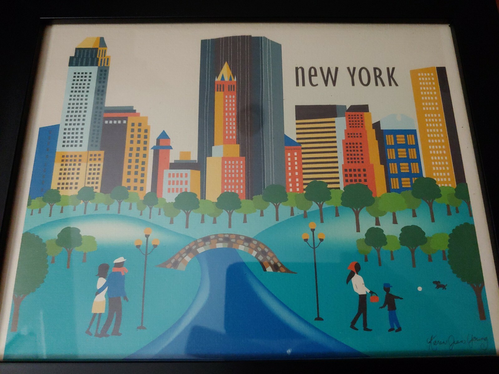 Karen Jan Young Digital Artwork City Skyline New York – Framed 13"x10.5"